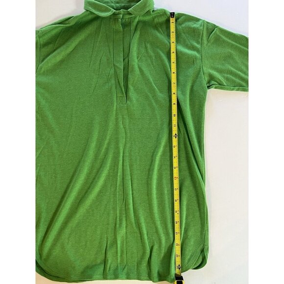 Vintage 90s Herman Geist luxury green open neck polo 3/4 slv with tie preppy S - Picture 7 of 8